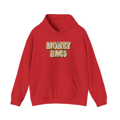 Money Bags Hoodie | Gold Text Graphic Sweatshirt