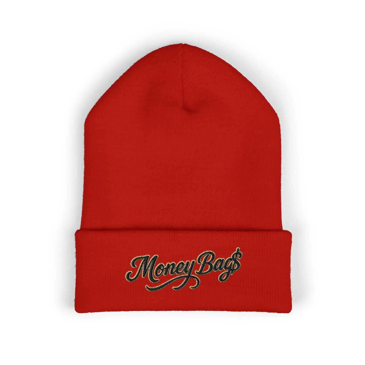 Money Bags Embroidered Beanie - Classic Cuffed Knit Hat