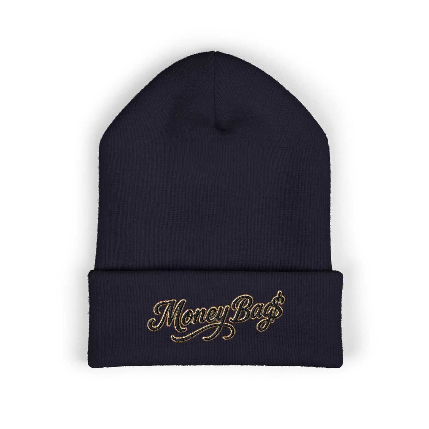 Money Bags Embroidered Beanie - Classic Cuffed Knit Hat