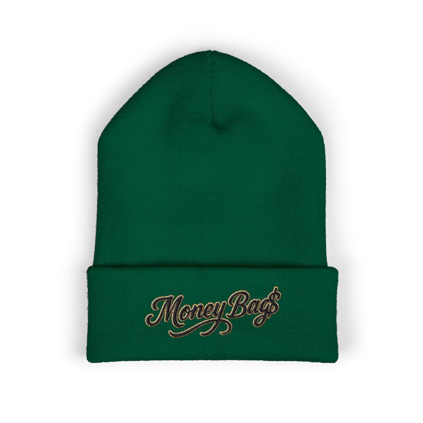 Money Bags Embroidered Beanie - Classic Cuffed Knit Hat