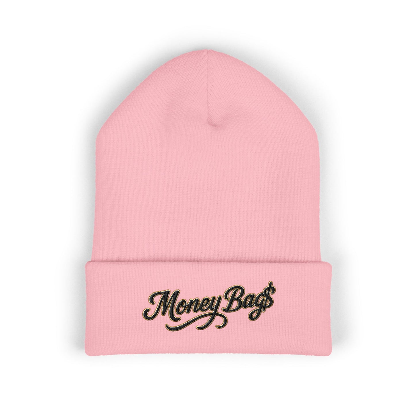 Money Bags Embroidered Beanie - Classic Cuffed Knit Hat