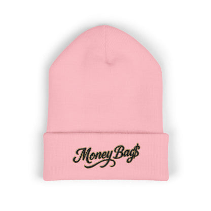 Money Bags Embroidered Beanie - Classic Cuffed Knit Hat
