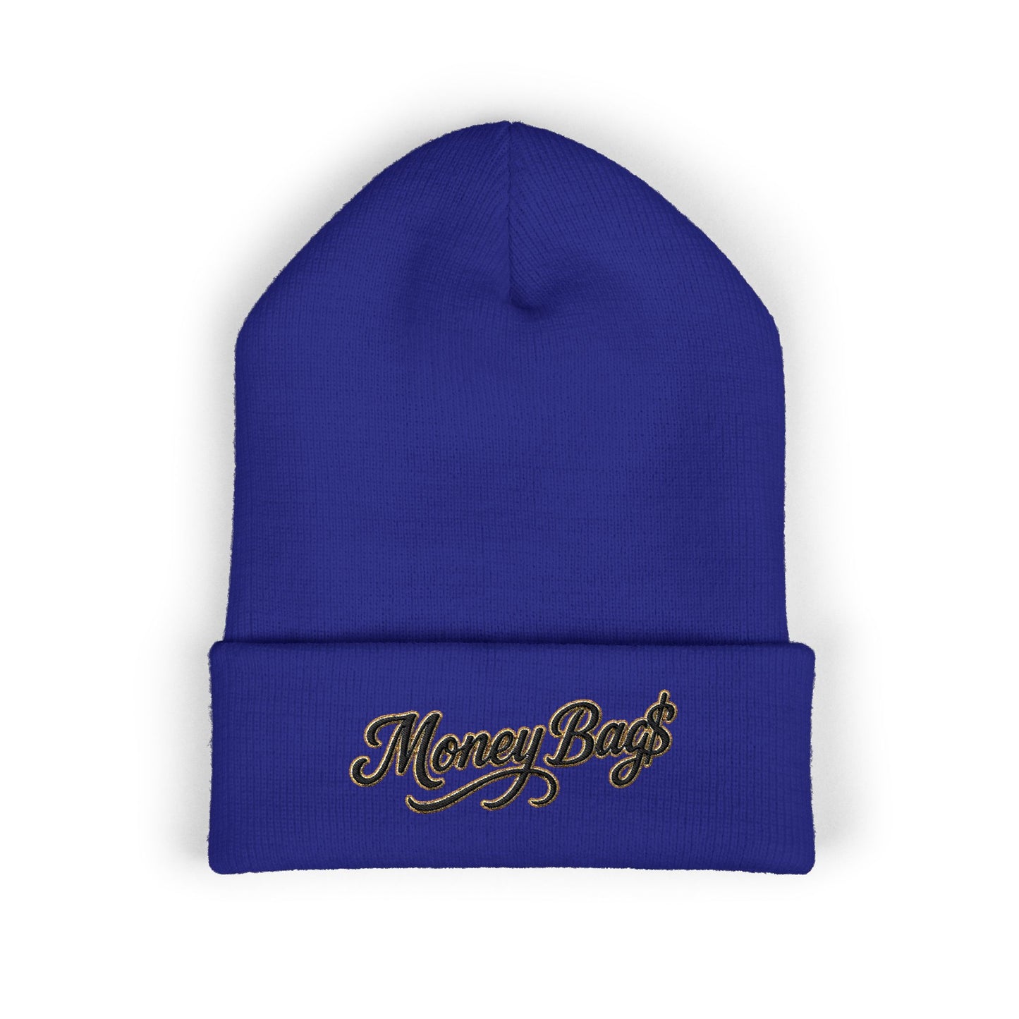 Money Bags Embroidered Beanie - Classic Cuffed Knit Hat