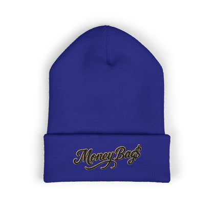 Money Bags Embroidered Beanie - Classic Cuffed Knit Hat