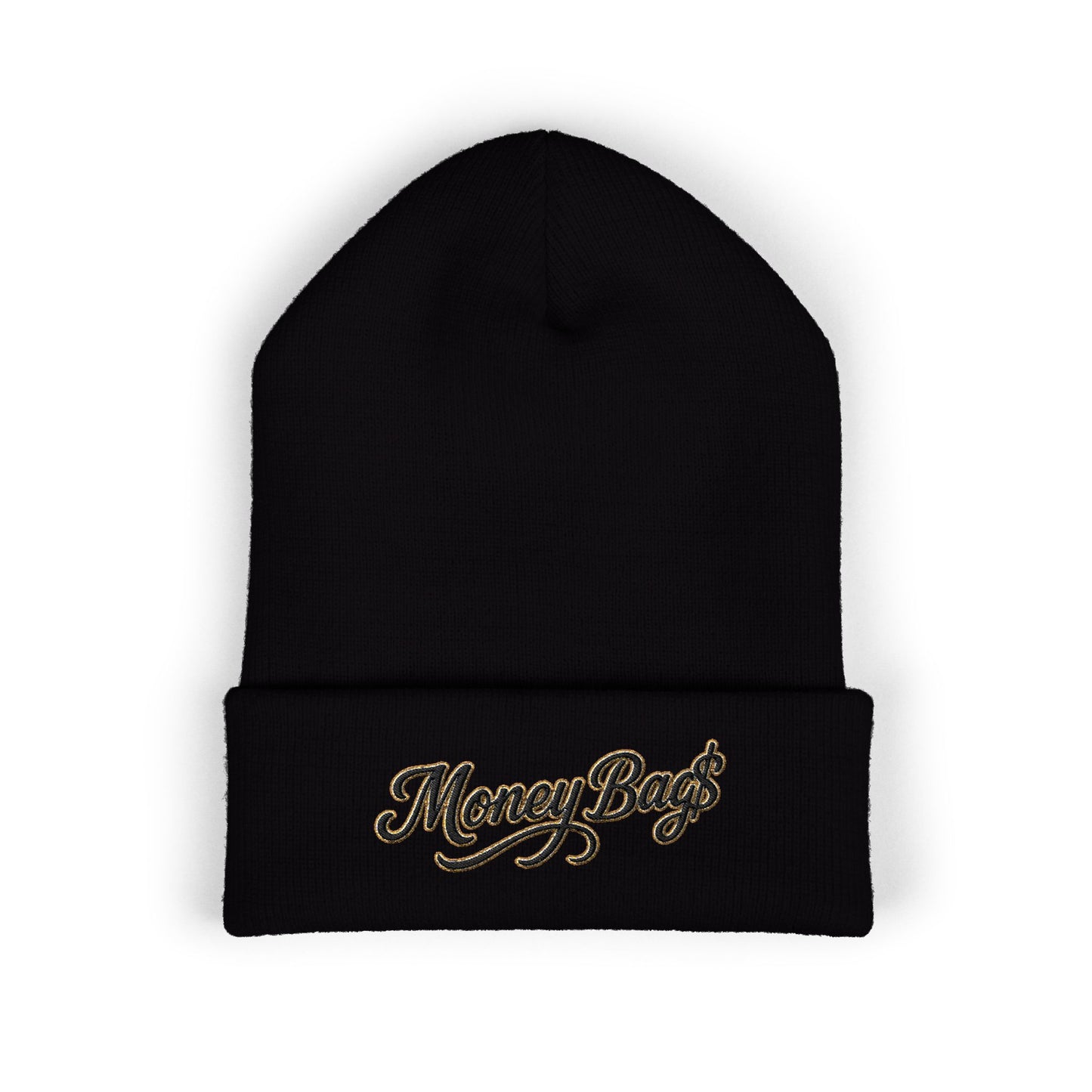 Money Bags Embroidered Beanie - Classic Cuffed Knit Hat