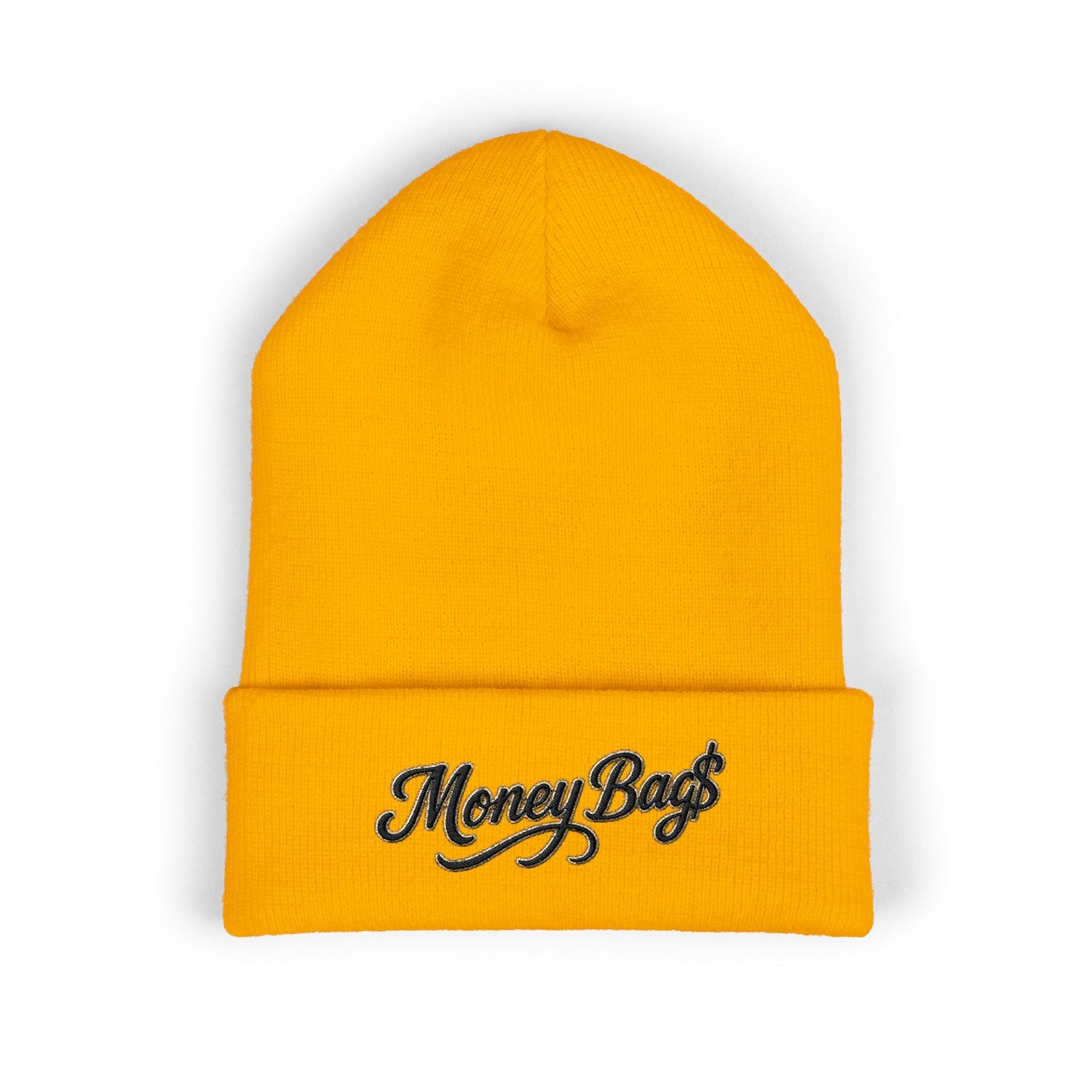 Money Bags Embroidered Beanie - Classic Cuffed Knit Hat