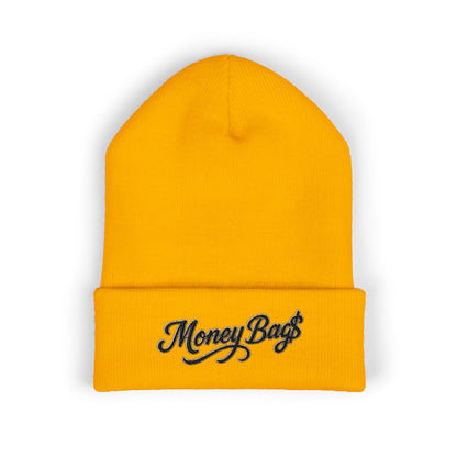 Money Bags Embroidered Beanie - Classic Cuffed Knit Hat