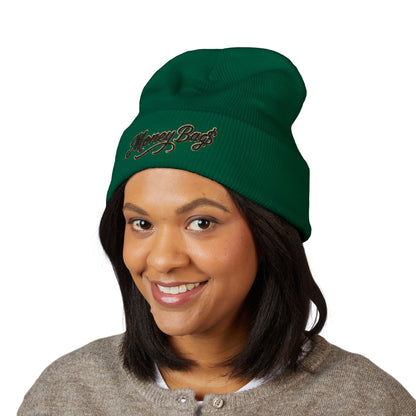 Money Bags Embroidered Beanie - Classic Cuffed Knit Hat