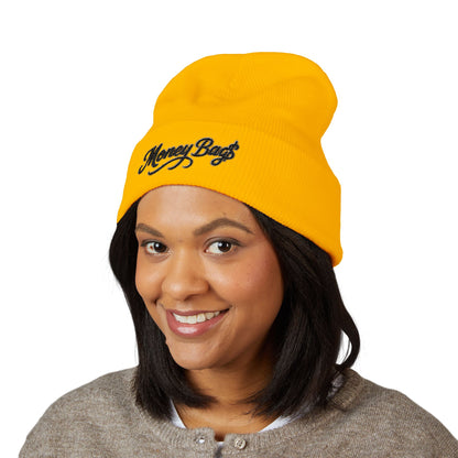Money Bags Embroidered Beanie - Classic Cuffed Knit Hat